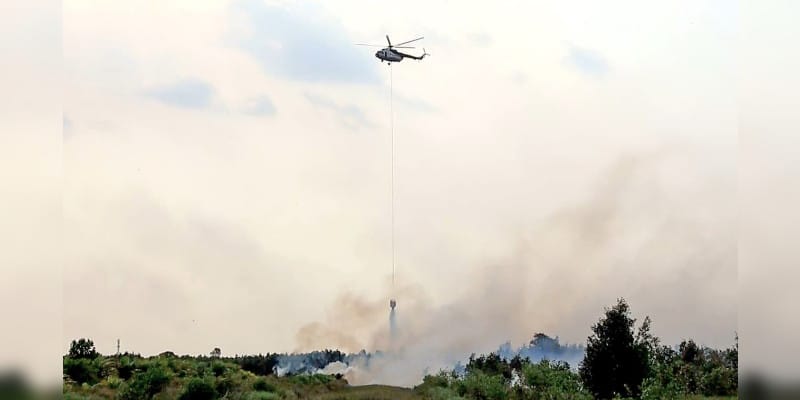 Heli TNI AU, Polri, dan BPBD Berjibaku Padamkan Karhutla di Kalsel